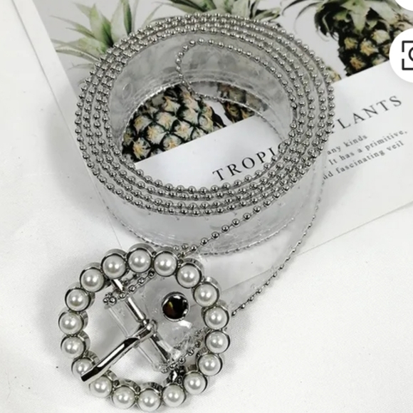 Accessories - Circle Pearl Buckle Clear Transparent 2.8" Width S/M